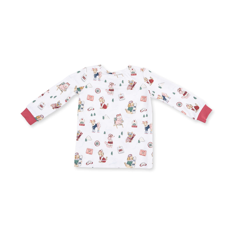 Angel Dear Winter Sports Dogs Pink Long Sleeve Loungewear Set