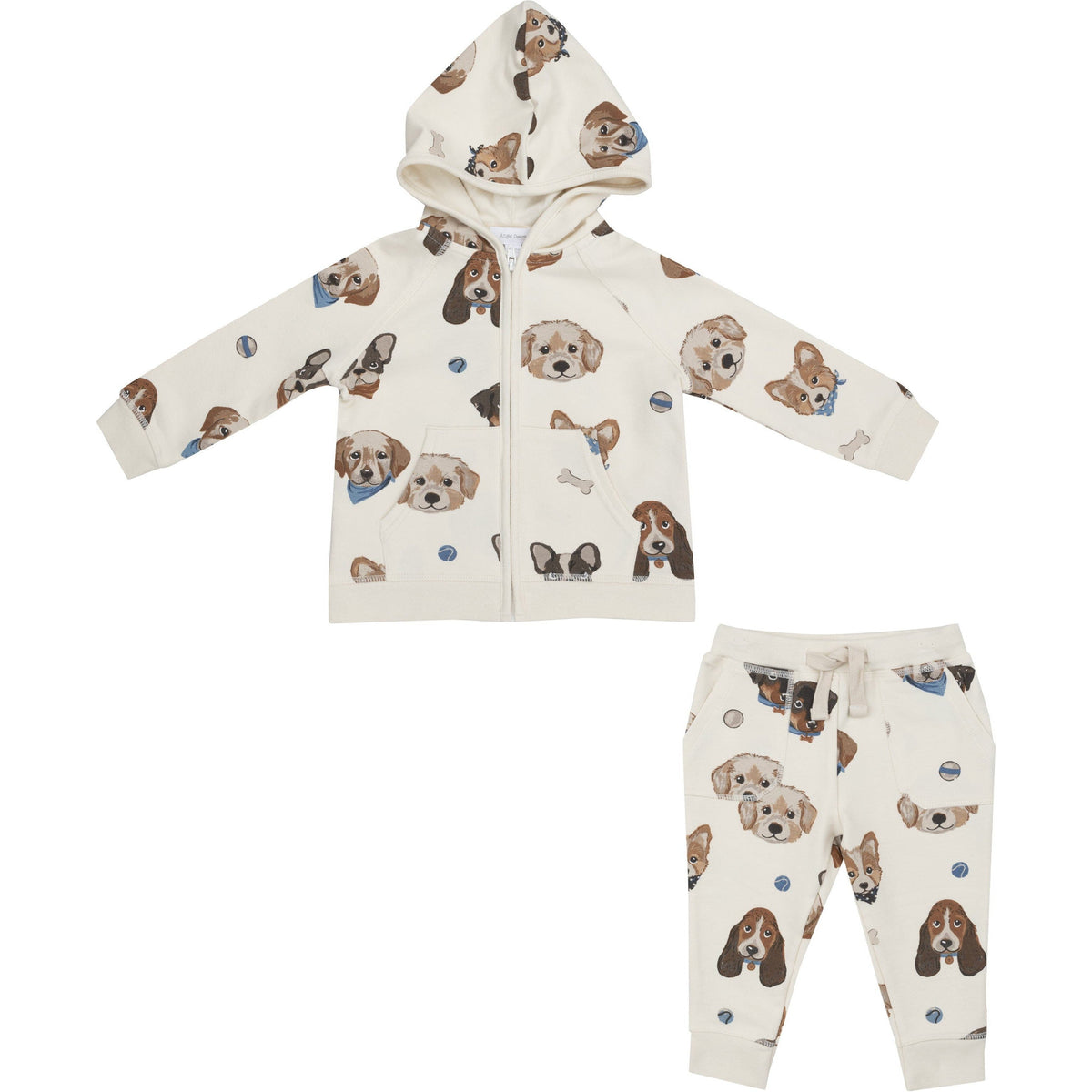 Angel Dear French Terry Vintage Puppy Faces Hoodie & Jogger