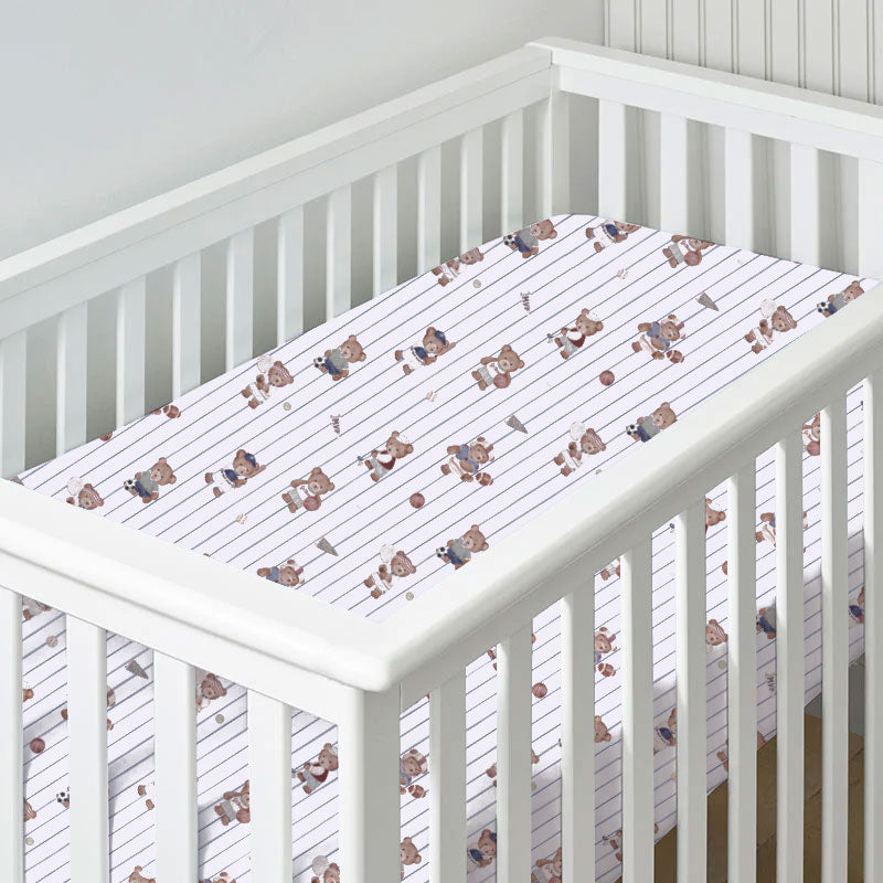 Angel Dear Mixed Sports Bears Crib Sheet