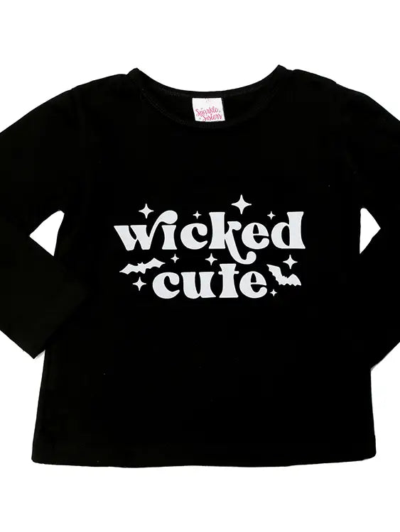 Sparkle Sisters Black Long Sleeve Shirt with White Glitter Wicked Cute