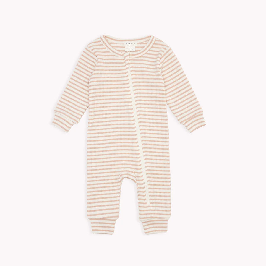 Petit Lem Rose Dust Striped Modal Rib Sleeper