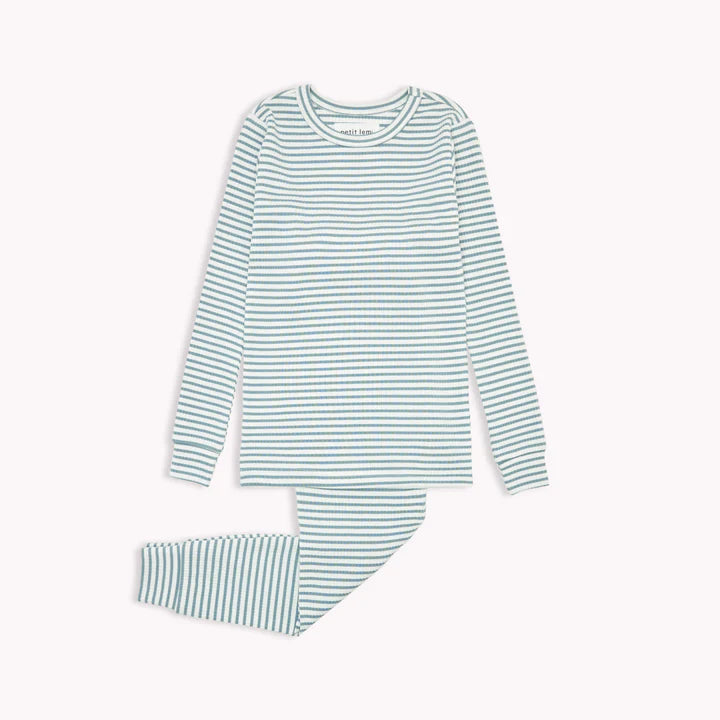 Petit Lem Slate Striped Modal Rib PJ Set