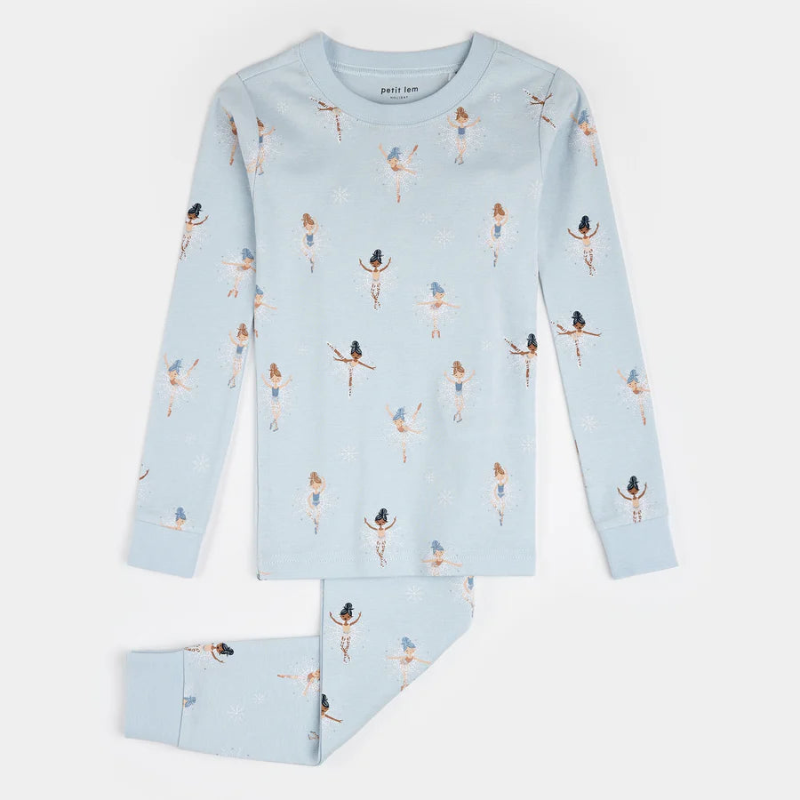 Petit Lem Sugar Plum Fairy Print On Ice Blue Pj Set | Light Blue