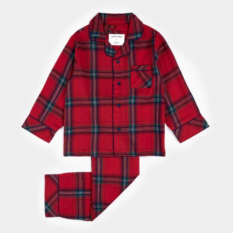 Petit Lem Scarlet Flannel Pj Set | Red