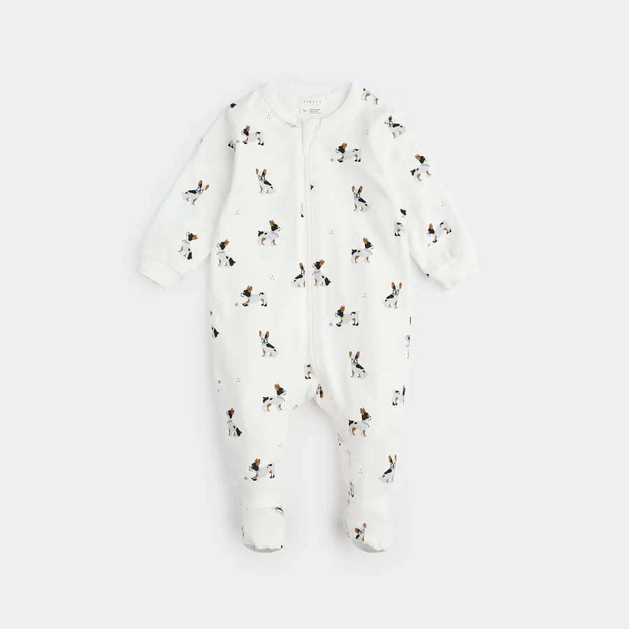 Petit Lem French Bulldogs Print on Footed Sleeper