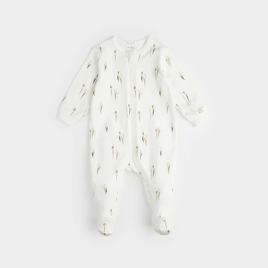 Petit Lem Tulip Print Footed Sleeper