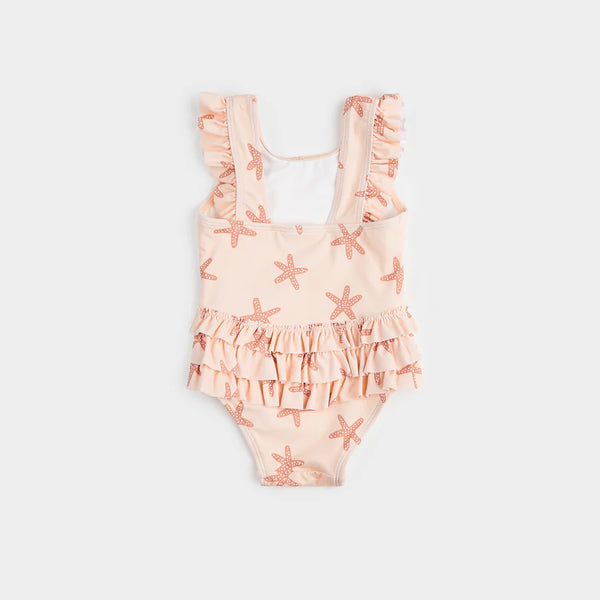 Petit Lem Starfish Print On Rose One-Piece Swimsuit