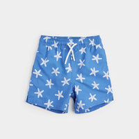 Petit Lem Starfish Print On Riviera Blue Swim Trunks