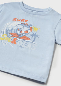 Mayroal Baby Blue Surfing Shark T-Shirt