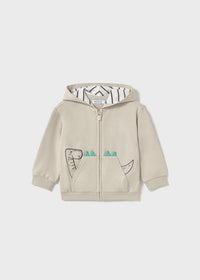 Mayoral Knit Dinosaur Zip Up Hoodie