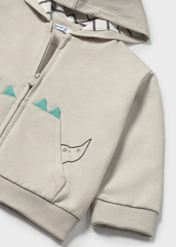 Mayoral Knit Dinosaur Zip Up Hoodie