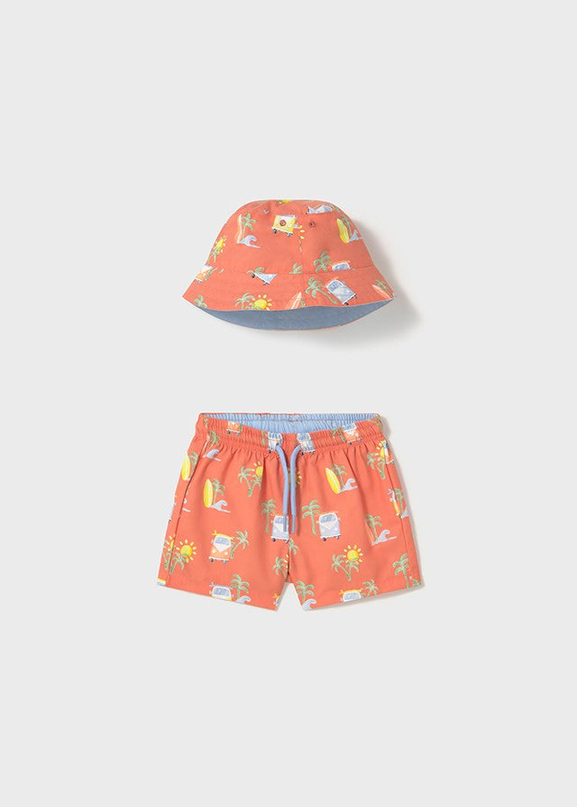 Mayoral Boys Swim Trunks and Reversible Hat Set