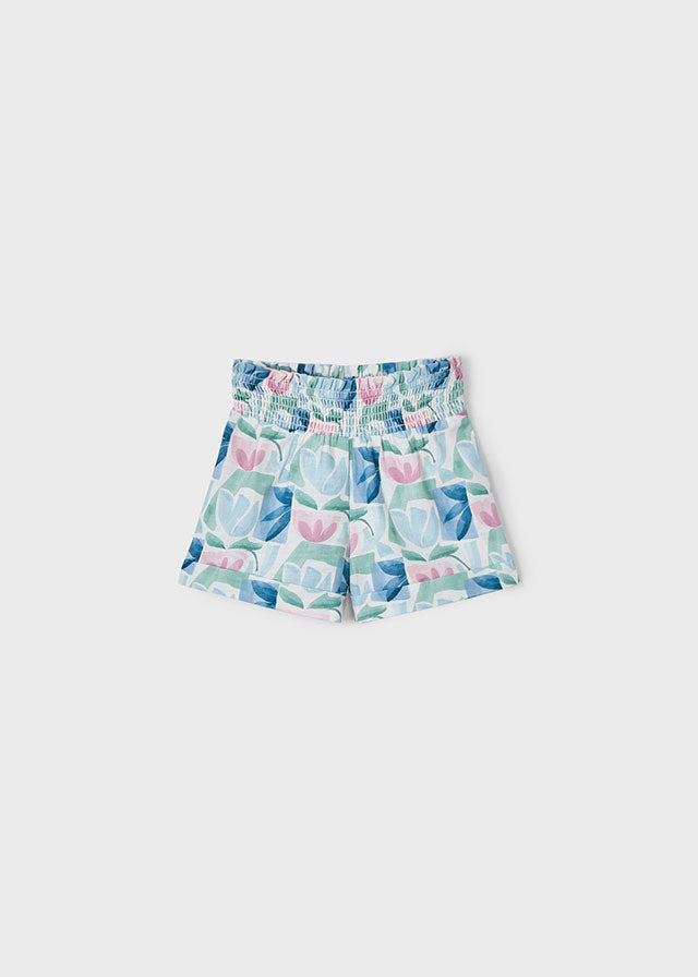 Mayoral Girl Geometric Floral Print Shorts