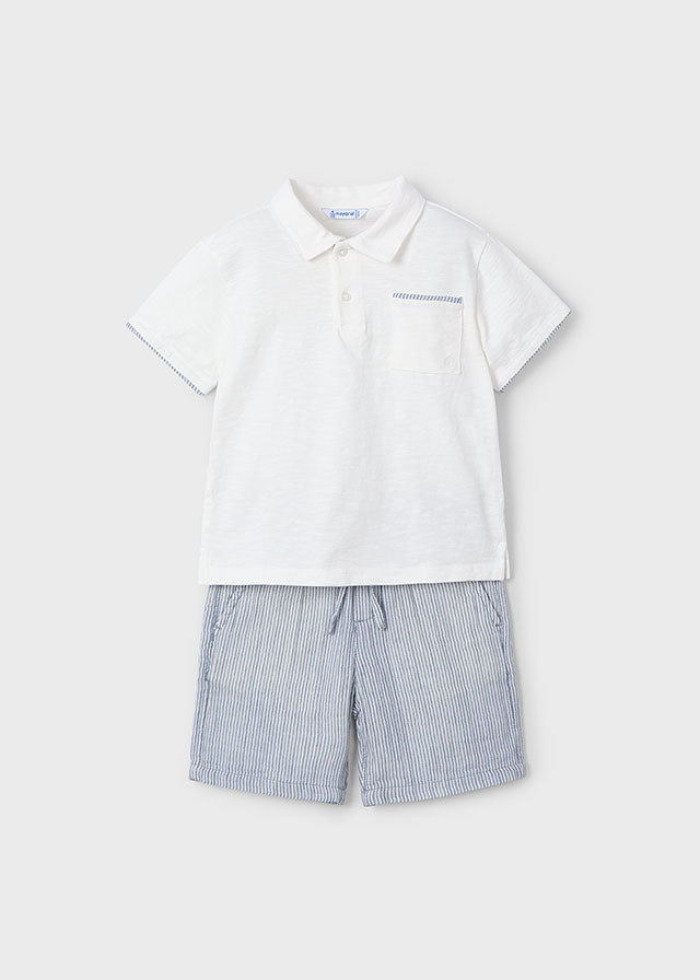 Mayoral Polo & Sear Sucker Shorts Set