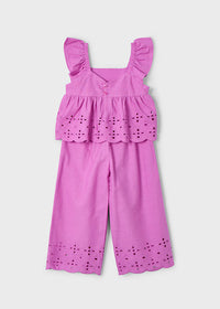 Mayoral Girl Two Piece Eyelet Blouse and Pant Set