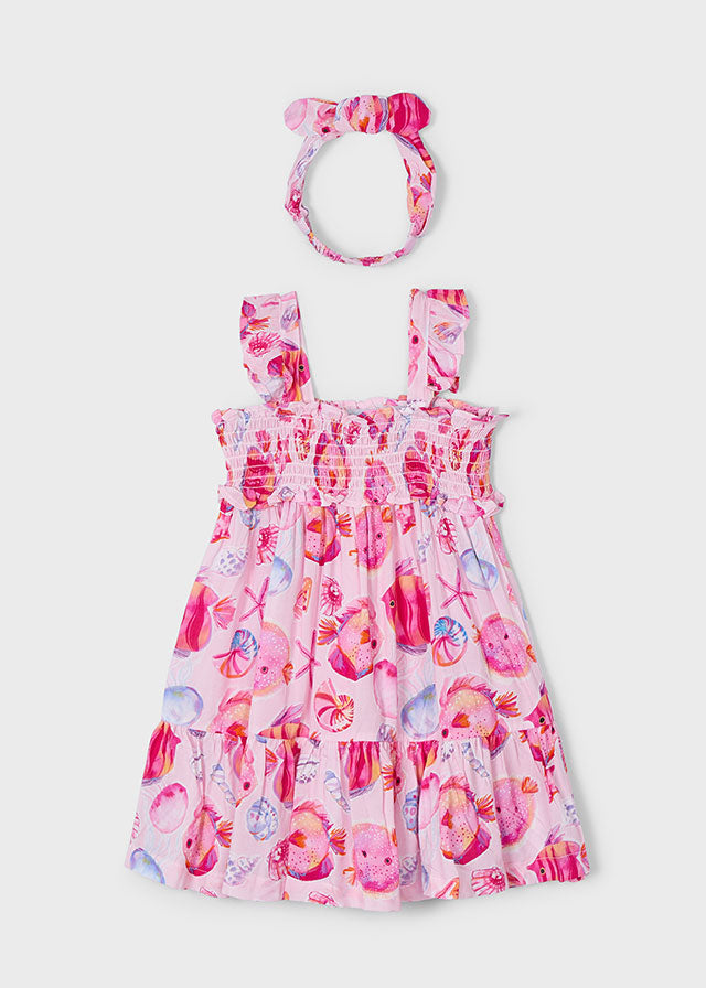 Mayoral Pink Fish Print Dress with Headband