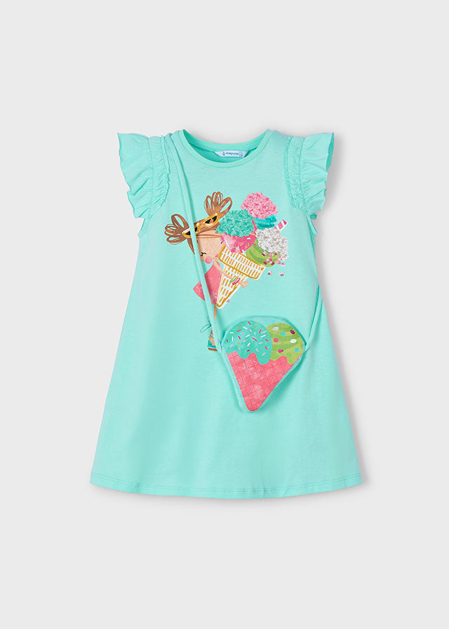 Mayoral Girls Teal Ice Cream Dress with Matching Purse