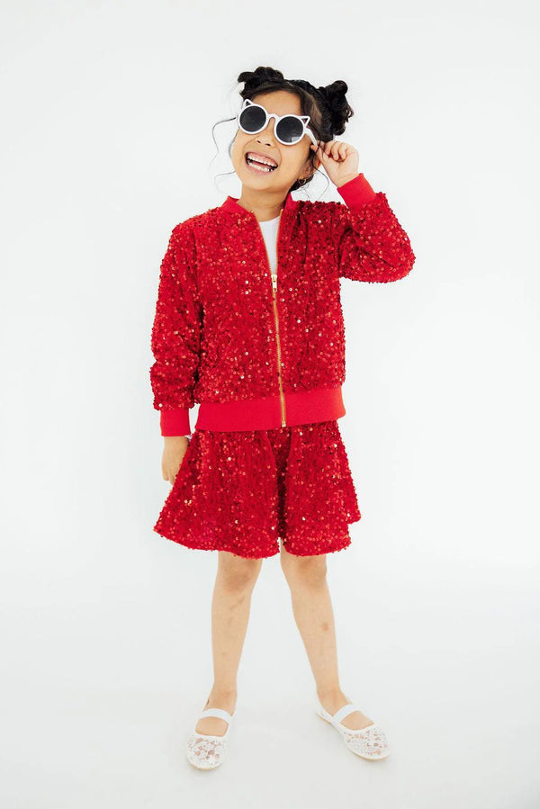 Mila & Rose Red Velvet Sequin Jacket
