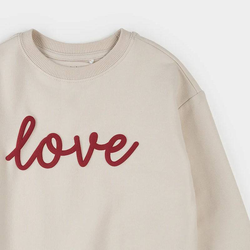 Petit Lem Love on Beige Fleece Sweatshirt
