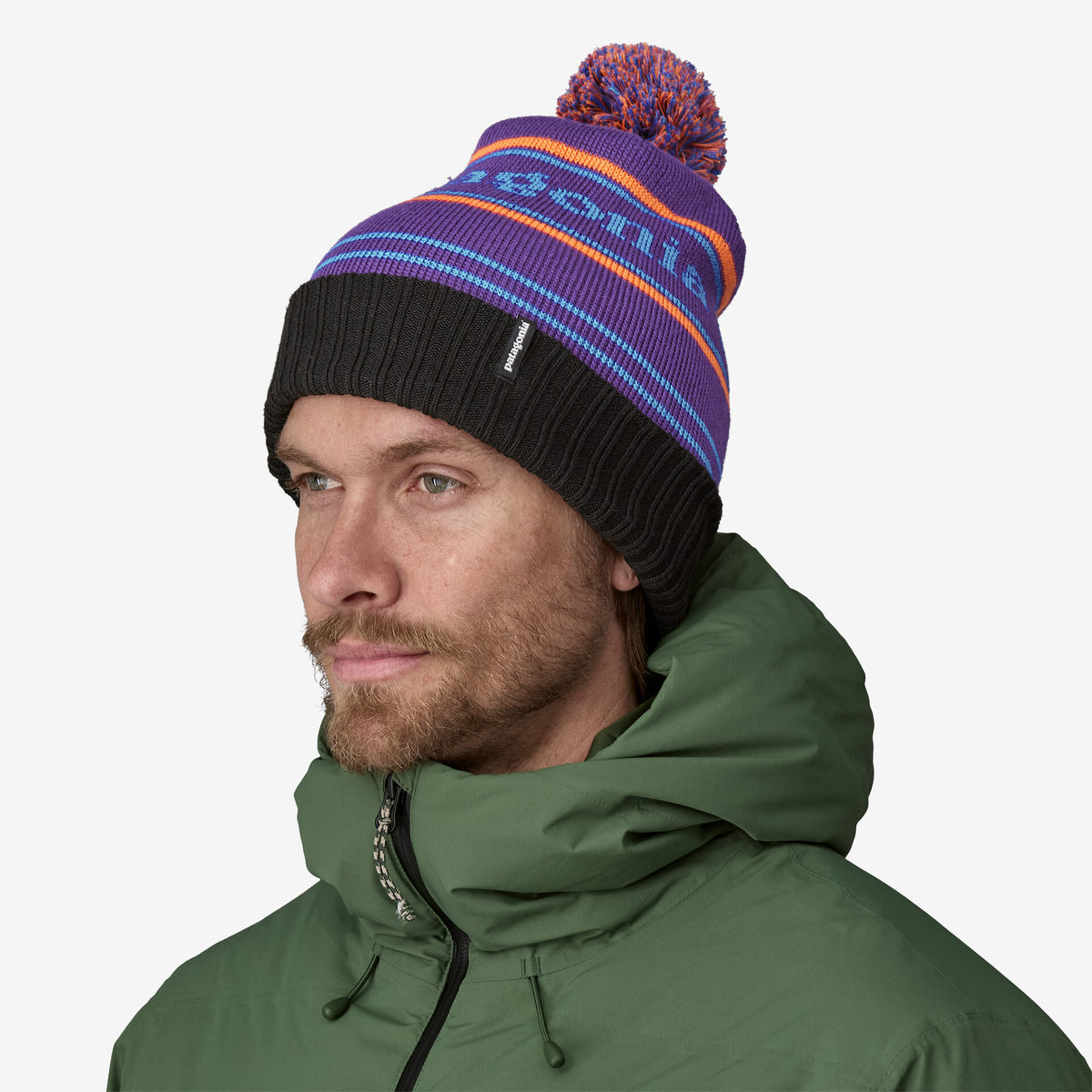 Patagonia Powder Town Beanie Park Stripe Purple