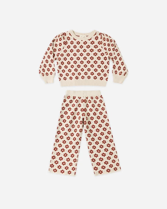 Rylee + Cru Jacquard Knit set Poinsettia
