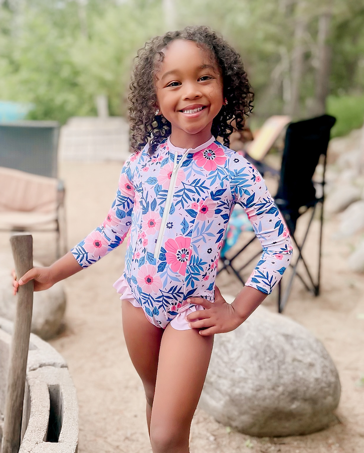 Millie Loves Lily - Girls Coral May Flower Ruffle-Accent One-Piece Swim 