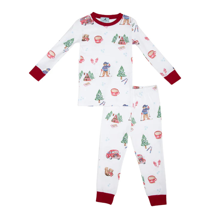 Ollie Jay 2 Piece Kids Bamboo Pajama Set in Santa Angels Christmas