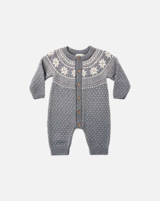 Rylee + Cru Fair Isle Romper- Slate