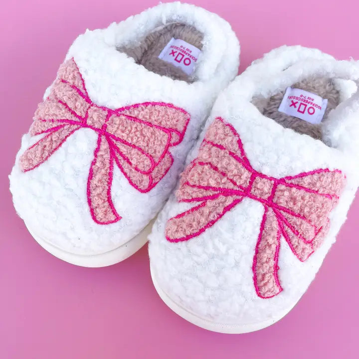 Rock Paper Scissors Pink Bow Toddler Slipper