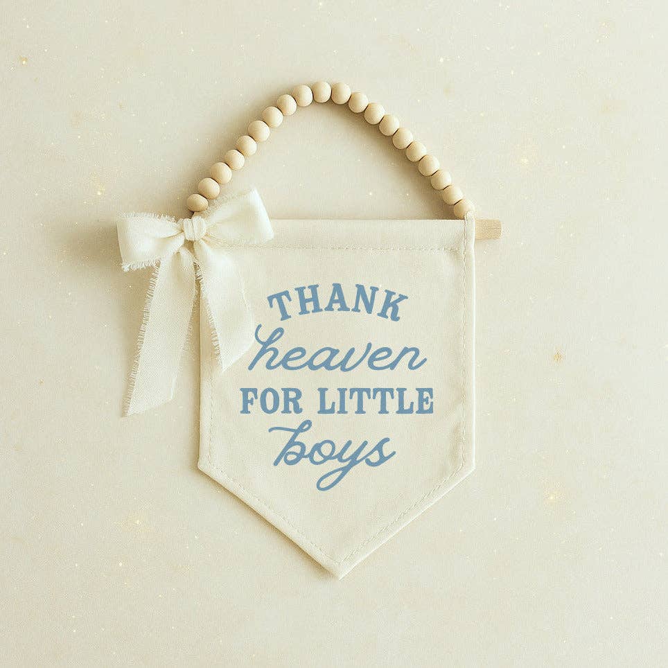 Hunny Prints - Thank Heaven for Little Boys Hang Sign With Removable Bow