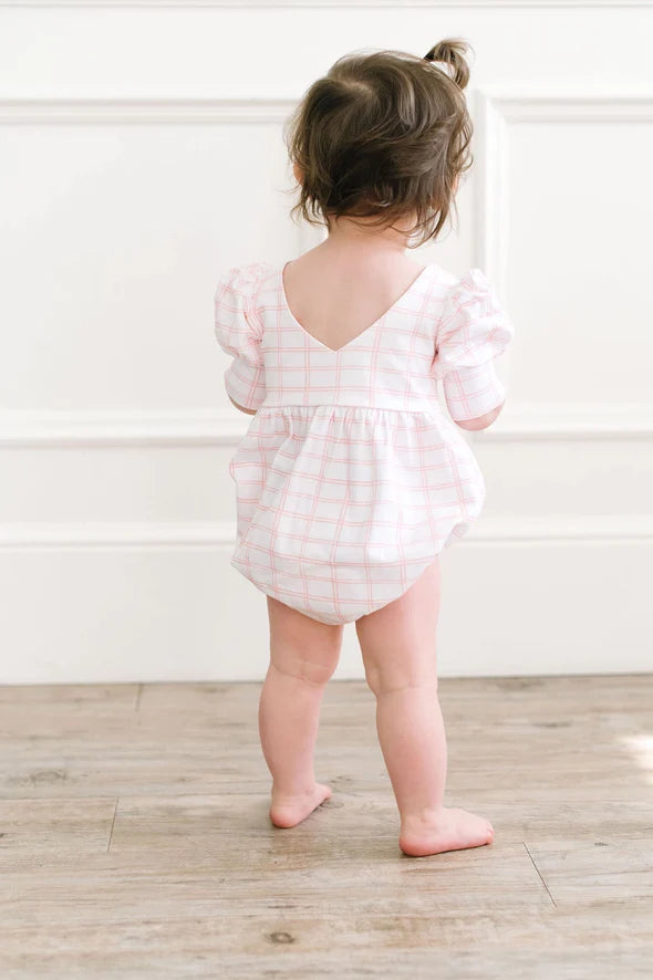 Ollie Jay Puff Romper in Pink Picnic
