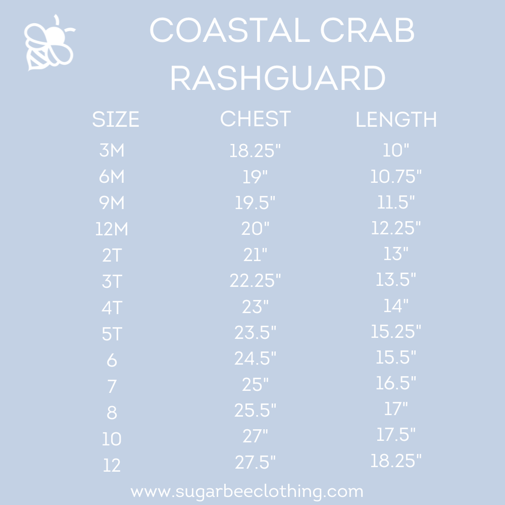 Sugar Bee Clothing -  Boys Swim Short Sleeve Rashguard - Coastal Crab