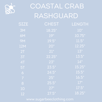 Sugar Bee Clothing -  Boys Swim Short Sleeve Rashguard - Coastal Crab