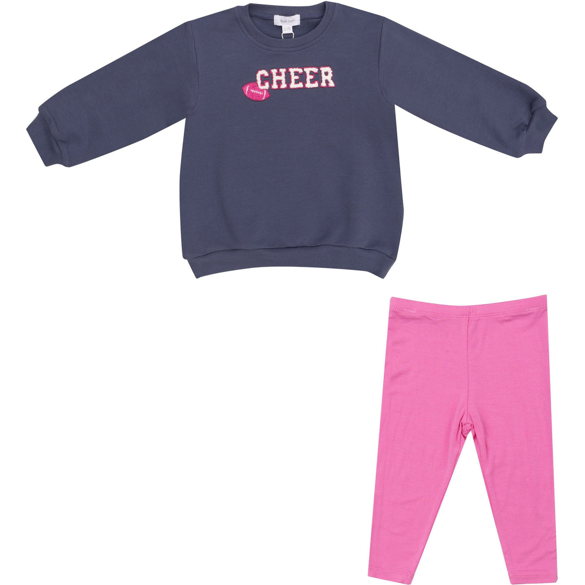 Angel Dear Footballs  French Terry Puffy Oversized Sweatshirt & Pink Rib Legging