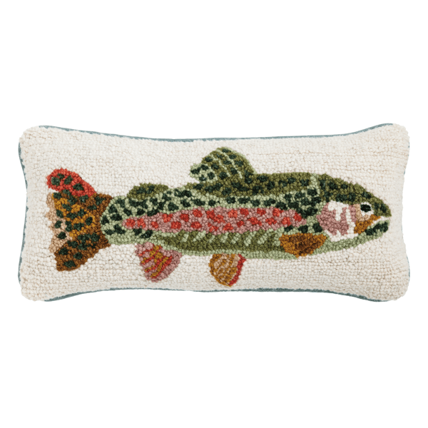 Mud Pie Trout Hook Wool Pillow