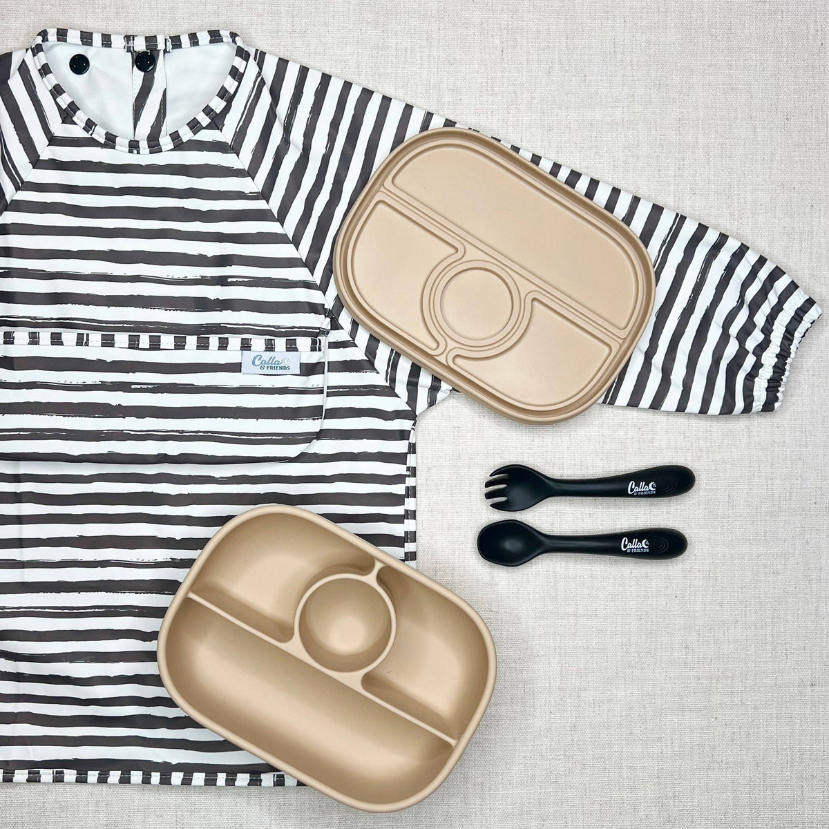 Calla & Friends - The Grayson Long Sleeve Bib - Brush Stripes