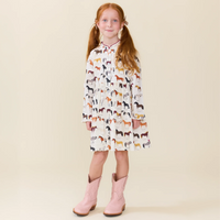 Pink Chicken Girls Autumn Dress- Horse Breeds