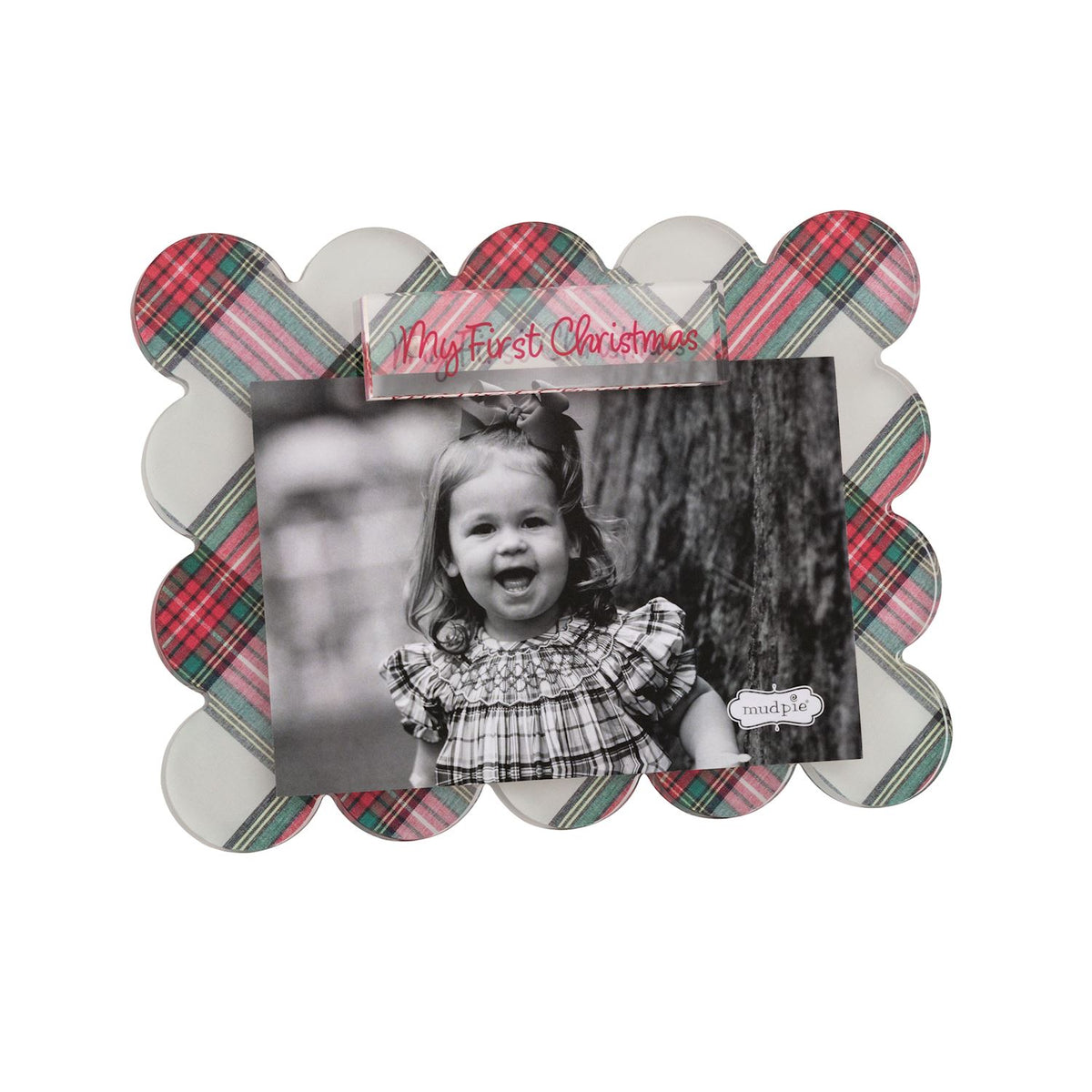 Mud Pie My First Christmas Scallop Tartan Frame