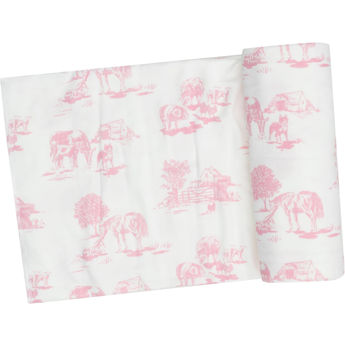 Angel Dear Farm Toile Pink Swaddle Blanket