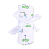 Angel Dear Golf Carts Blue Swaddle Blanket