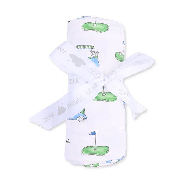 Angel Dear Golf Carts Blue Swaddle Blanket