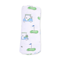 Angel Dear Golf Carts Blue Swaddle Blanket