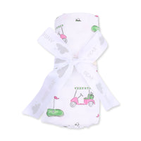 Angel Dear Golf Carts Pink Swaddle Blanket