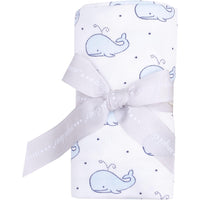 Angel Dear Bubbly Whale Blue Ribbed Swaddle Blanket