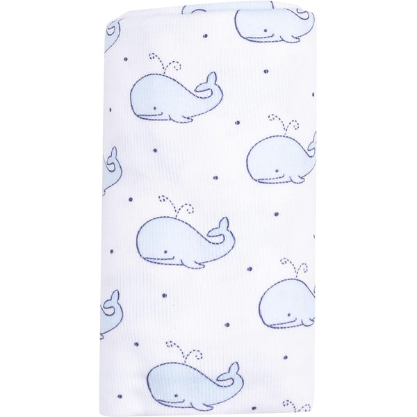 Angel Dear Bubbly Whale Blue Ribbed Swaddle Blanket