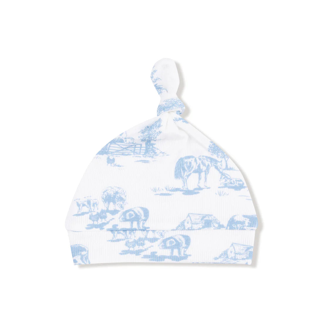 Angel Dear Blue  Knotted Hat II Farm Toile- Blue