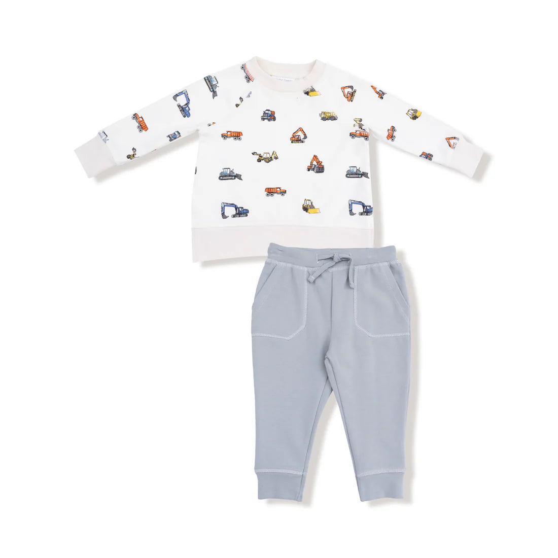 Angel Dear Raglan Sweatshirt and Jogger Set-Construction Vehicles