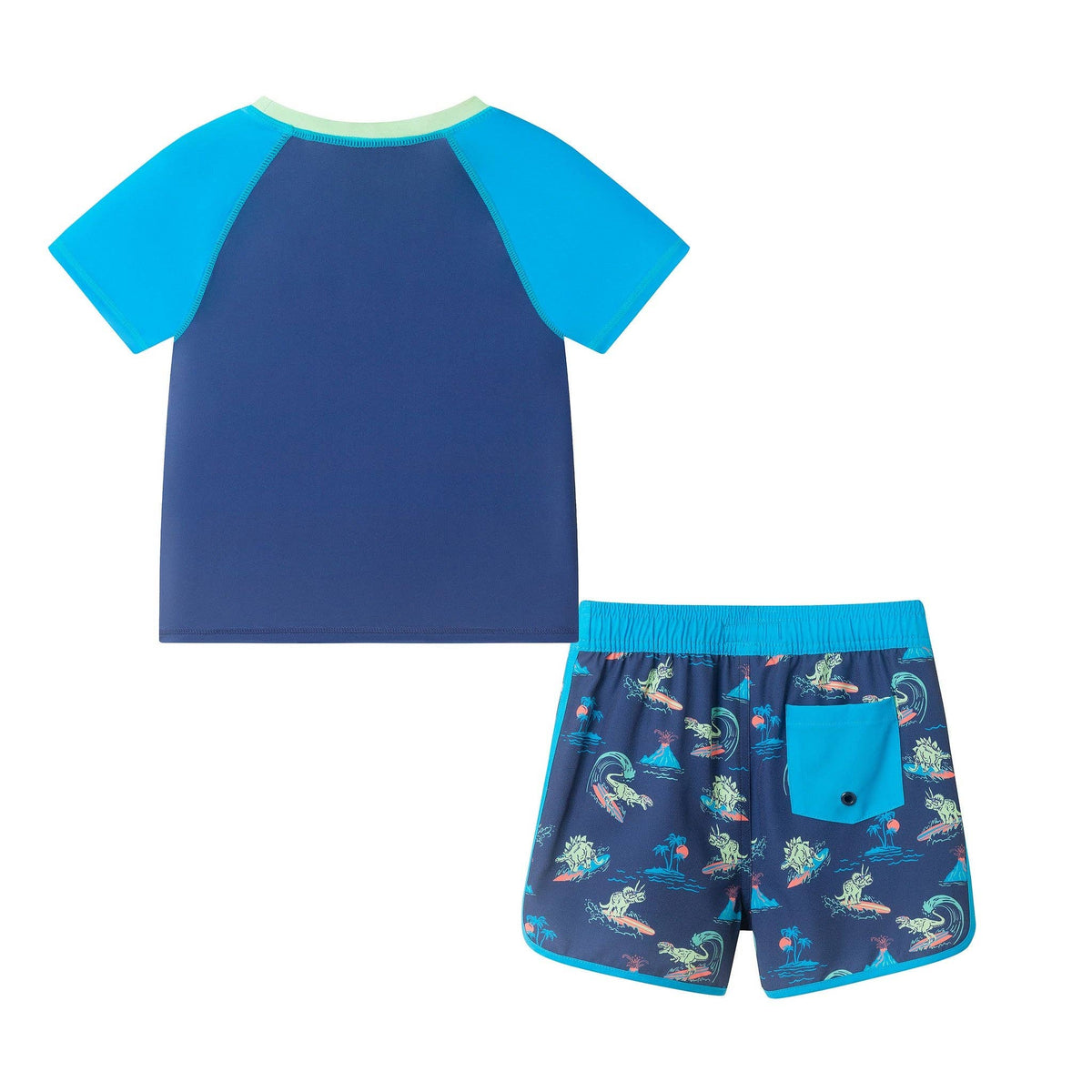 Andy & Evan - Boys Short Sleeve Rashguard Set | Navy Dino
