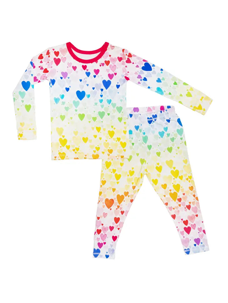 Rainbow heart pajamas hotsell
