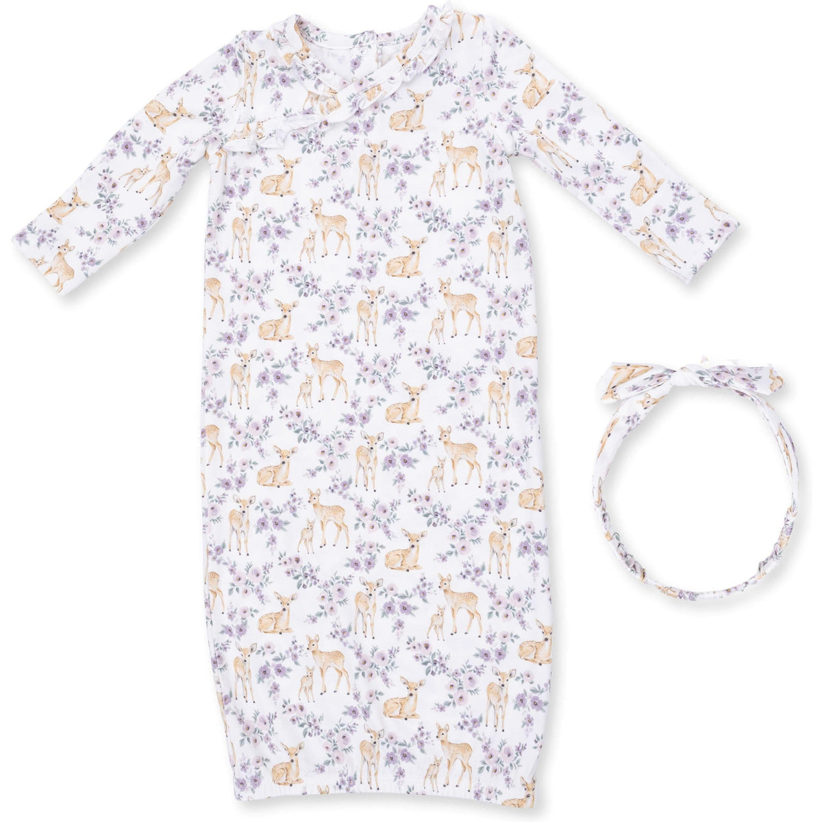 Angel Dear Floral Deer Kimono Gown and Knot Headband